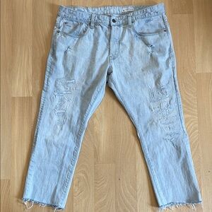 G-Star Raw 3301 Tapered Distressed Light Wash Jeans Size 38